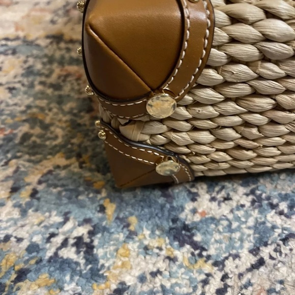 EUC Michael Kors Wicker Purse Handbag Crossbody Embroidered Oranges - Picture 8 of 14